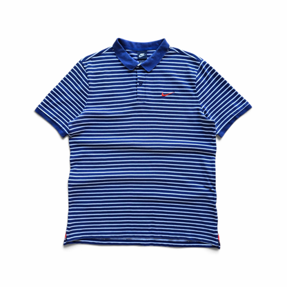 Vintage 2000's Nike Mini Swoosh Striped Polo Shirt - L