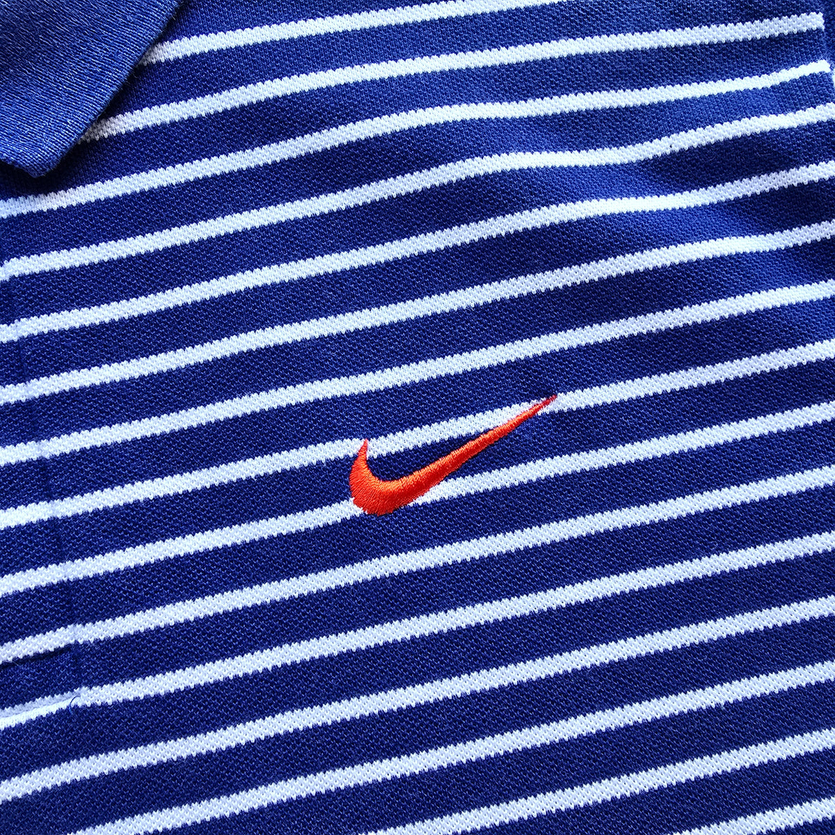 Vintage 2000's Nike Mini Swoosh Striped Polo Shirt - L