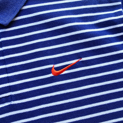 Vintage 2000's Nike Mini Swoosh Striped Polo Shirt - L