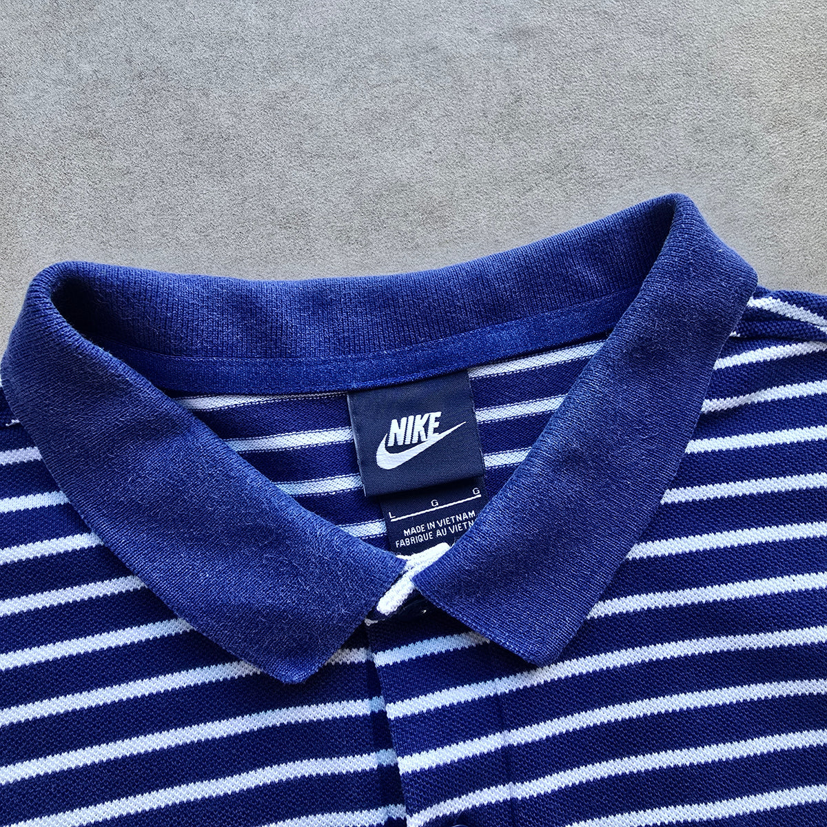 Vintage 2000's Nike Mini Swoosh Striped Polo Shirt - L