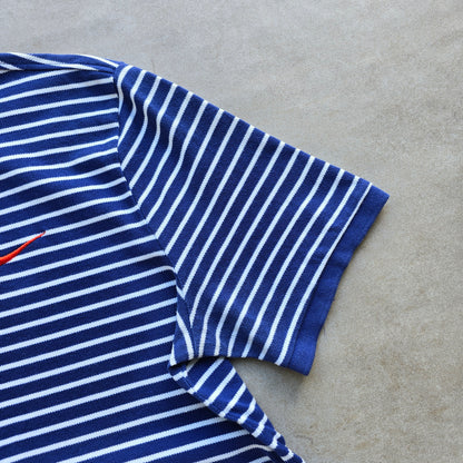 Vintage 2000's Nike Mini Swoosh Striped Polo Shirt - L