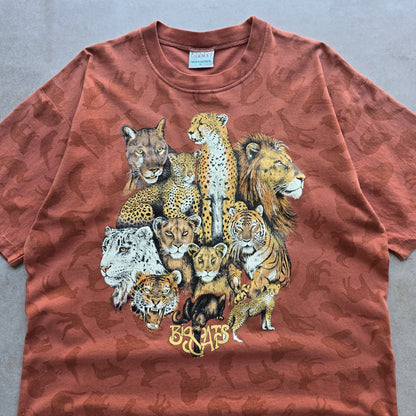 Vintage 90's Big Cats Don't Let Them Die AOP Tee - XL