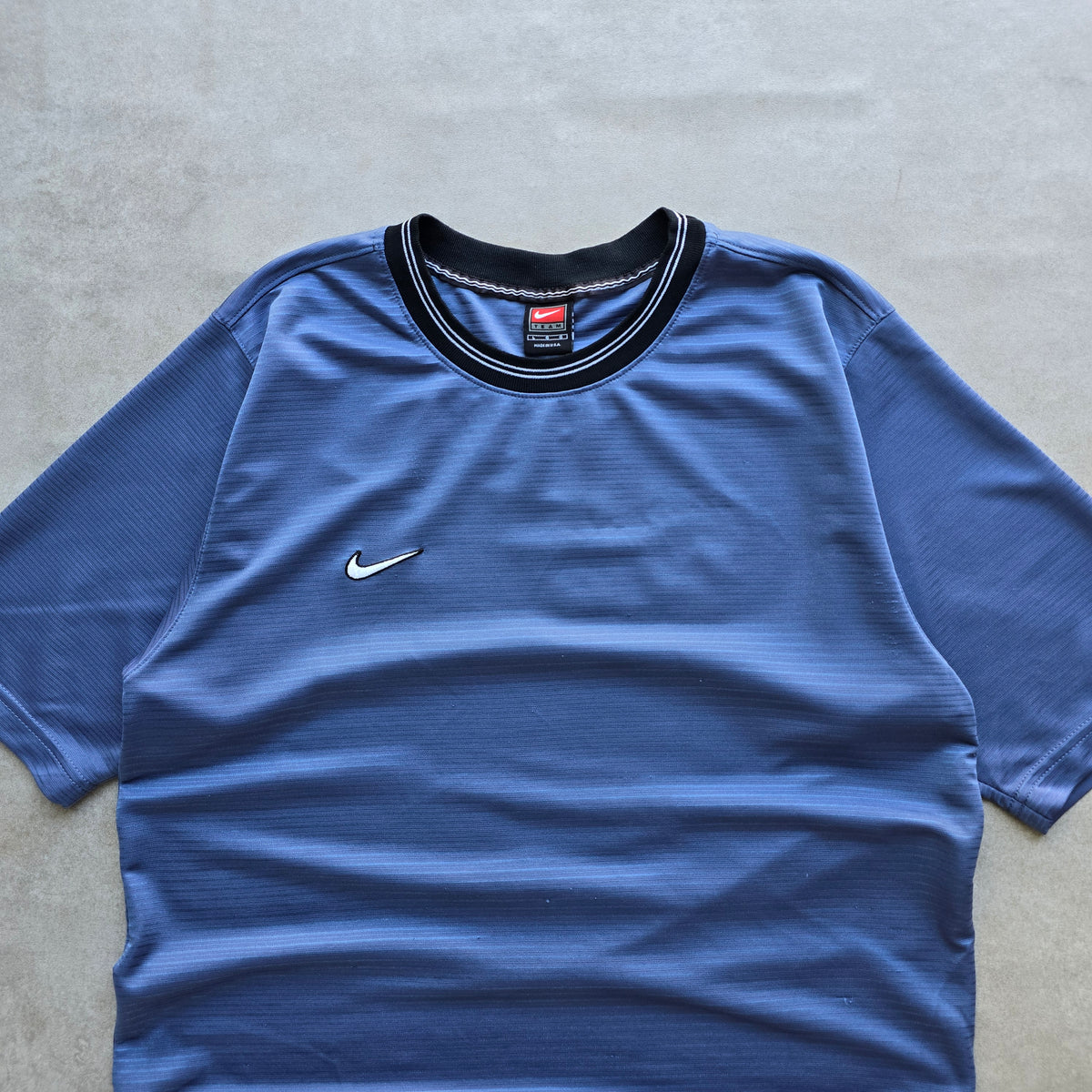 Vintage 90's Nike Mini Swoosh Striped Jersey Tee - L