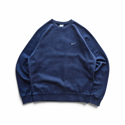 Vintage 2000's Nike Mini Swoosh Navy Blue Sweatshirt - M