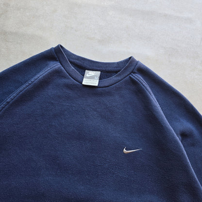 Vintage 2000's Nike Mini Swoosh Navy Blue Sweatshirt - M
