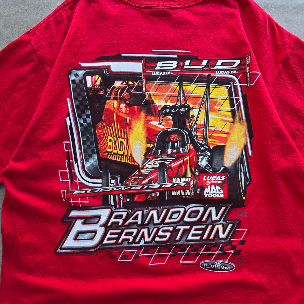 Vintage Brandon Bernstein Powerade Drag Racing Series Signed Tee - L