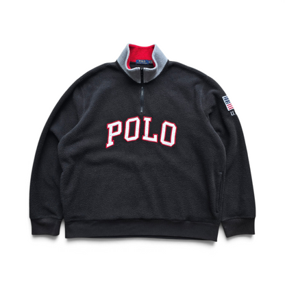 Ralph Lauren 1/4 Zip Polo Spellout Fleece Sweatshirt - XL