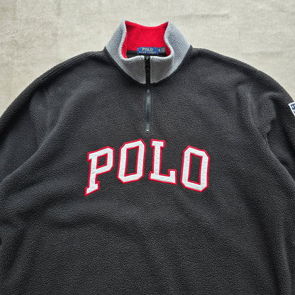 Ralph Lauren 1/4 Zip Polo Spellout Fleece Sweatshirt - XL