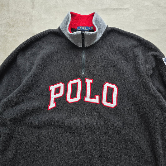 Ralph Lauren 1/4 Zip Polo Spellout Fleece Sweatshirt - XL