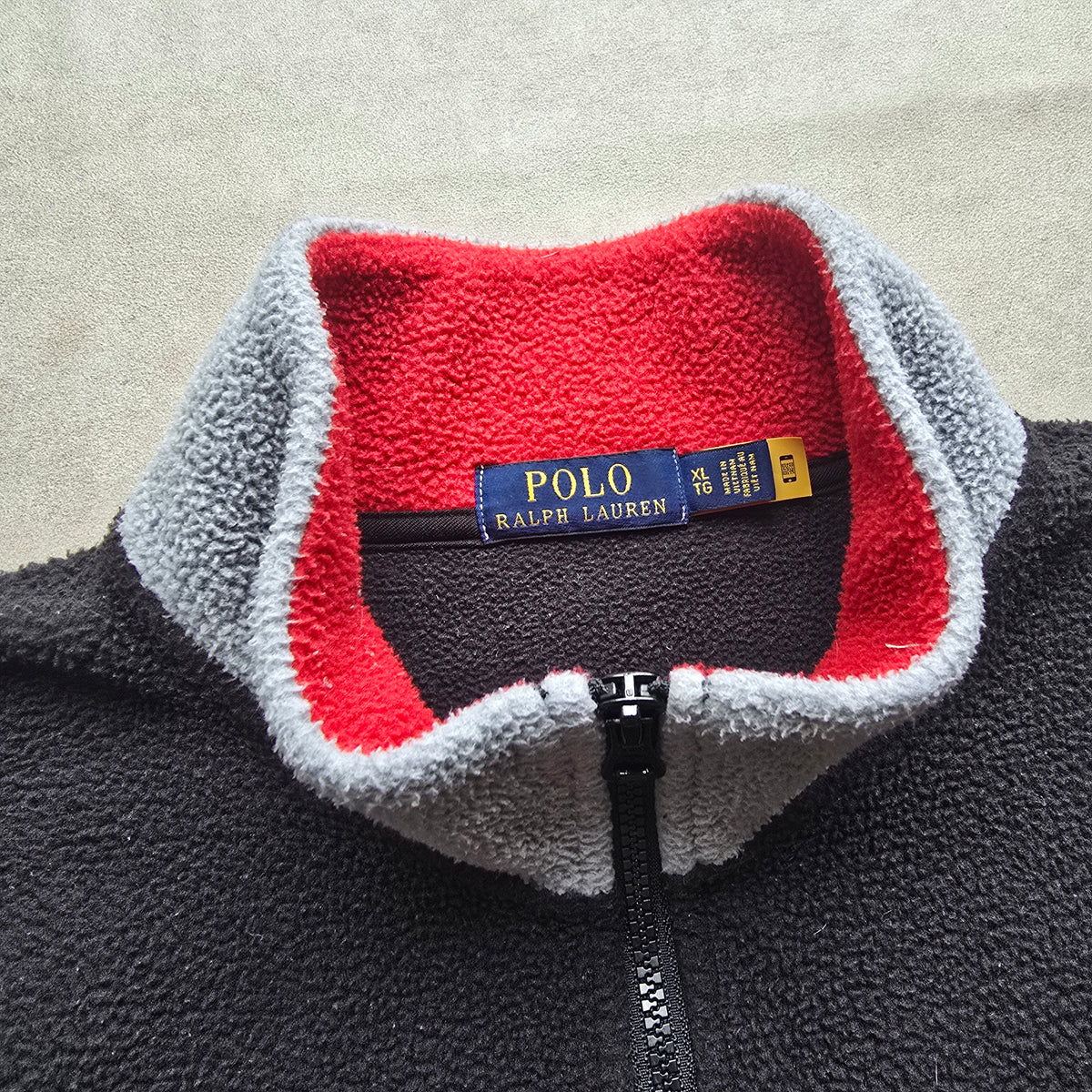 Ralph Lauren 1/4 Zip Polo Spellout Fleece Sweatshirt - XL