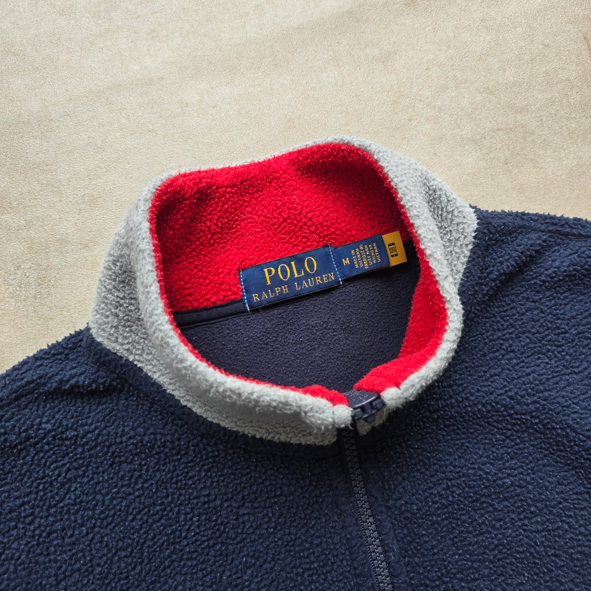 Ralph Lauren 1/4 Zip Polo Spellout Fleece Sweatshirt - M