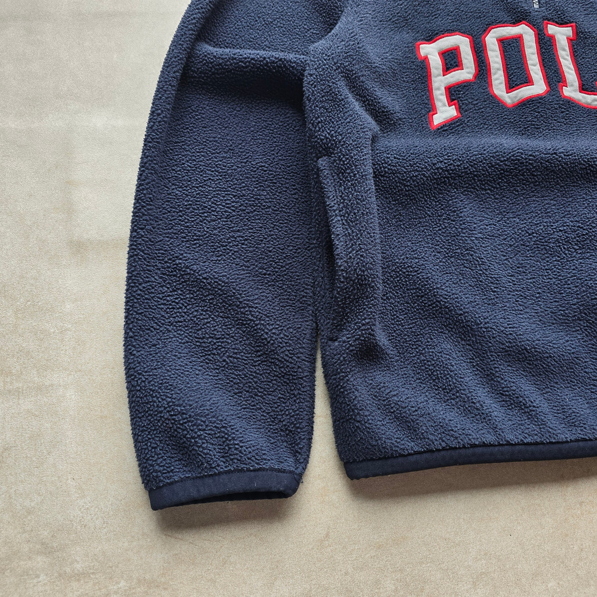 Ralph Lauren 1/4 Zip Polo Spellout Fleece Sweatshirt - M