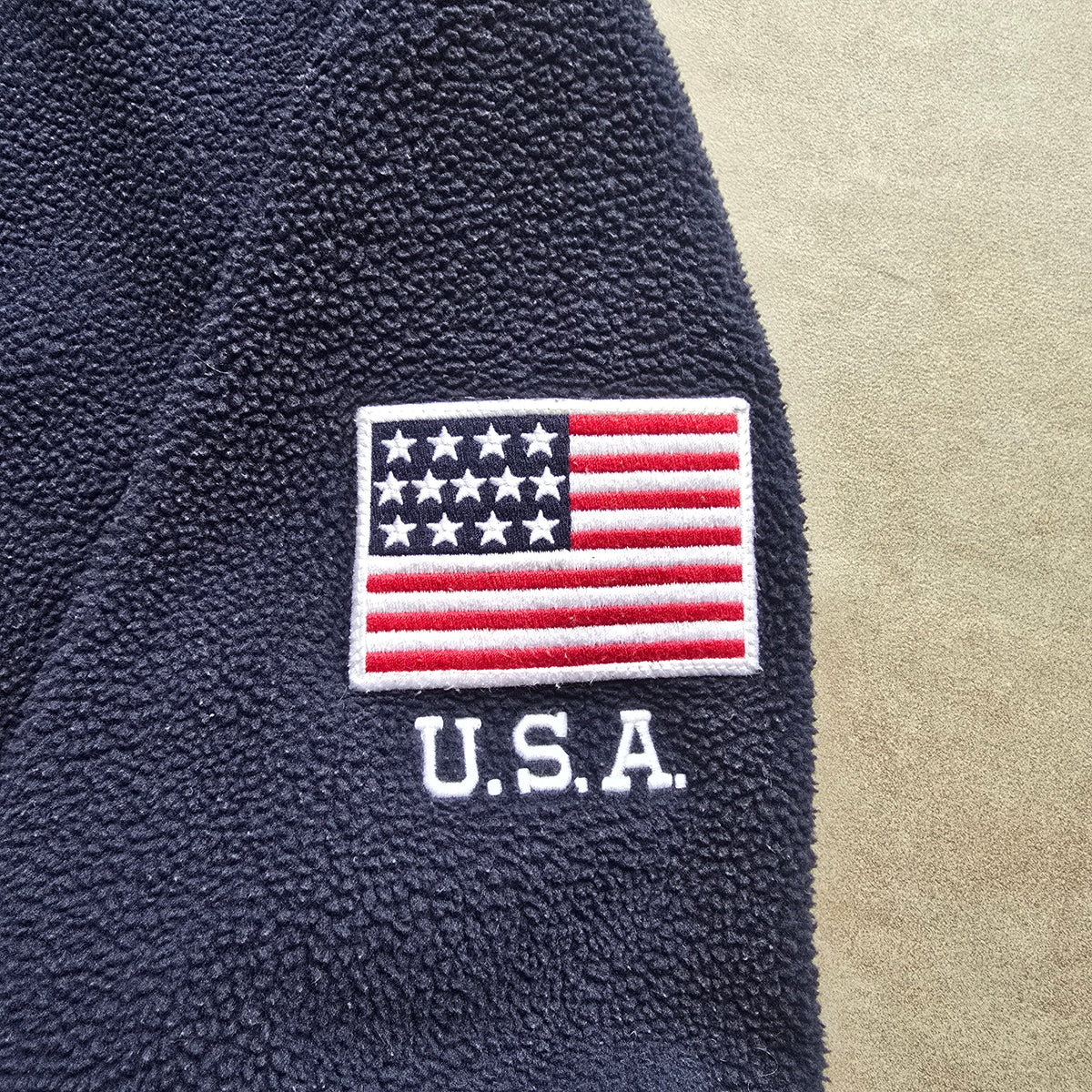 Ralph Lauren 1/4 Zip Polo Spellout Fleece Sweatshirt - M