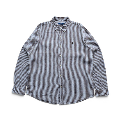 Ralph Lauren Striped Linen Long Sleeve Button Up Shirt - XXL