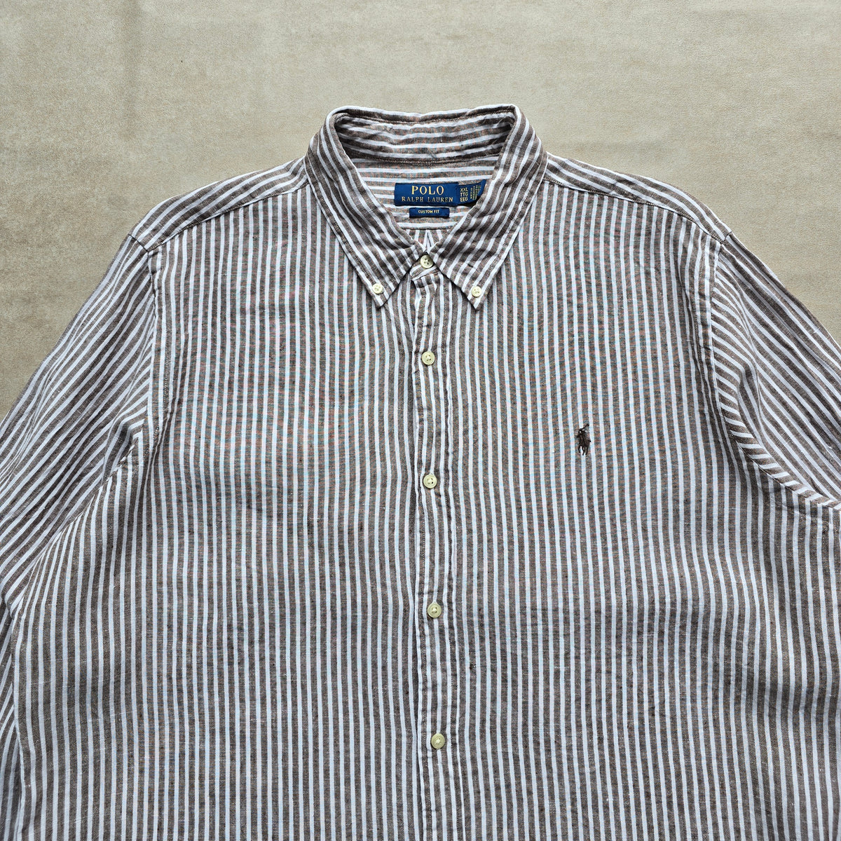 Ralph Lauren Striped Linen Long Sleeve Button Up Shirt - XXL