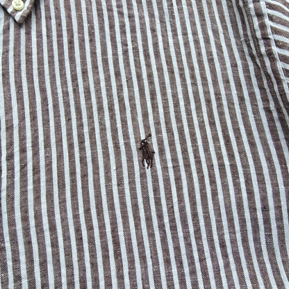 Ralph Lauren Striped Linen Long Sleeve Button Up Shirt - XXL