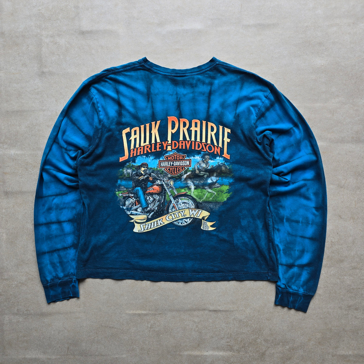 Vintage 2004 Harley Davidson Long Sleeve Tie-Dye Tee - S/M