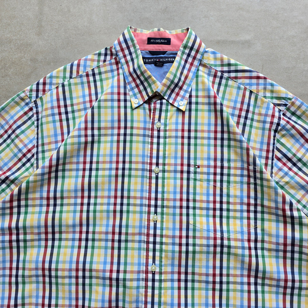 Vintage 2000's Tommy Hilfiger Plaid Short Sleeve Button Up Shirt - XL