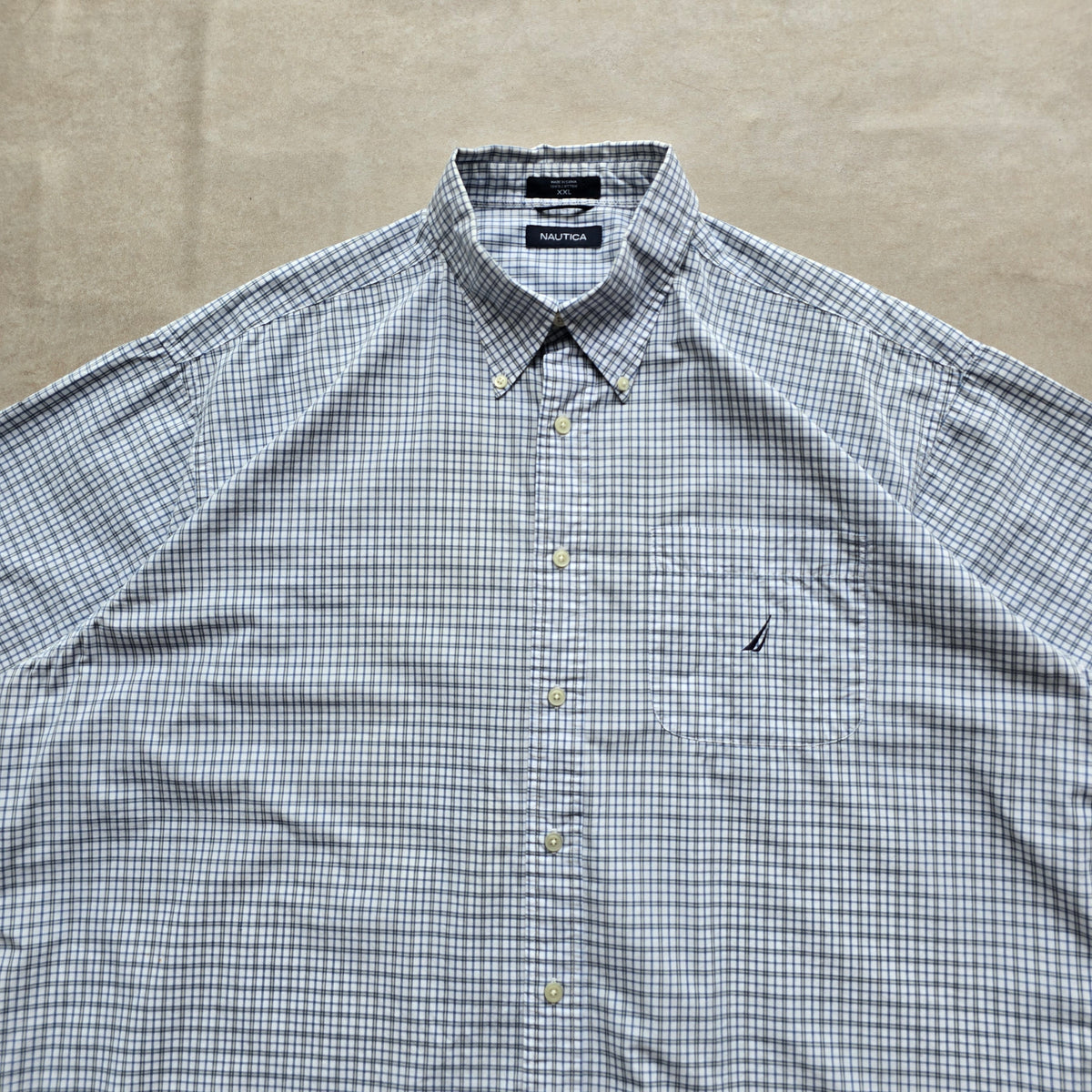 Vintage 2000's Nautica Check Short Sleeve Button Up Shirt - XXL