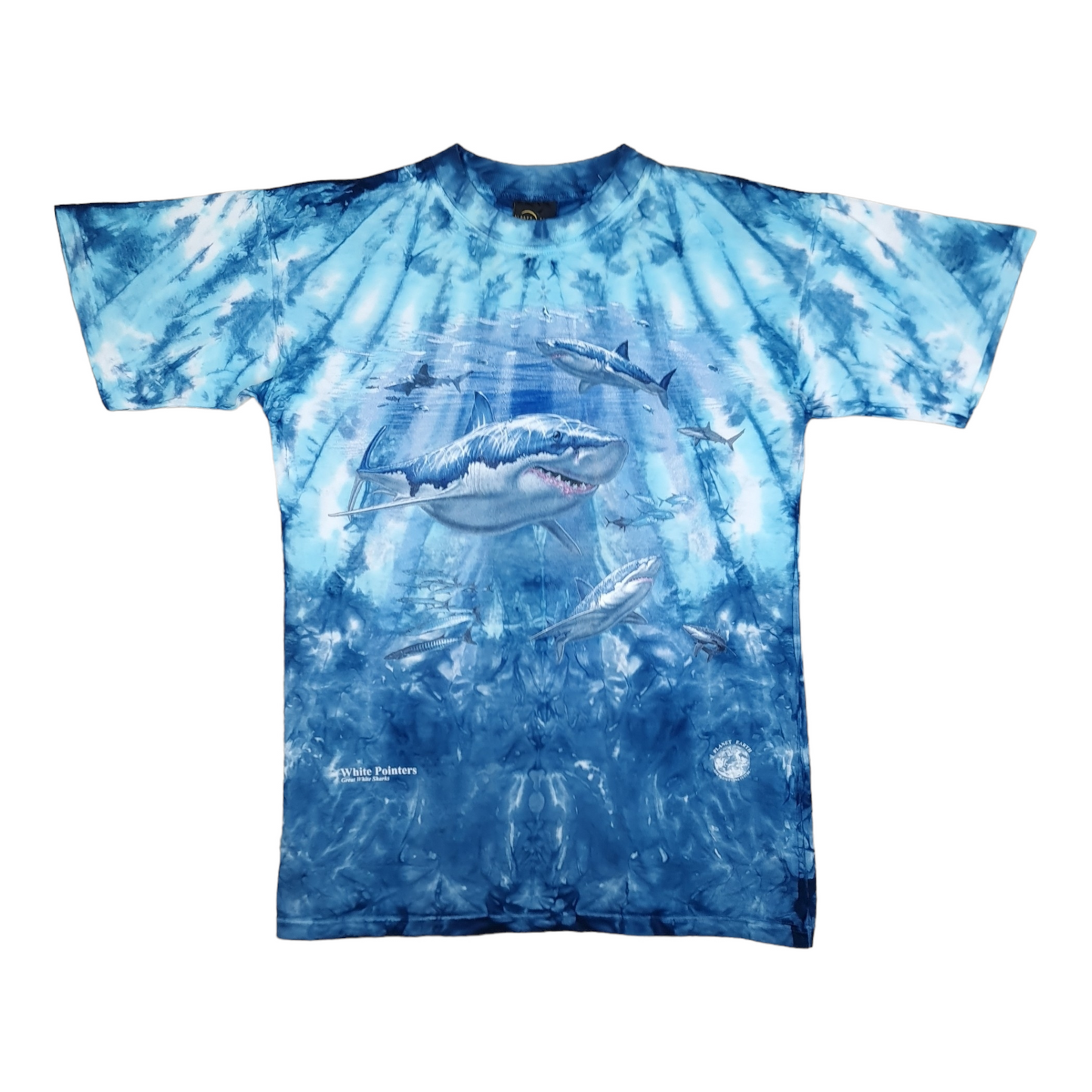 Vintage Planet Earth Great White Sharks Tie Dye Tee - L