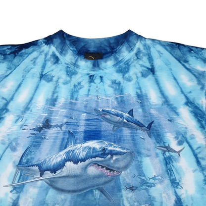 Vintage Planet Earth Great White Sharks Tie Dye Tee - L