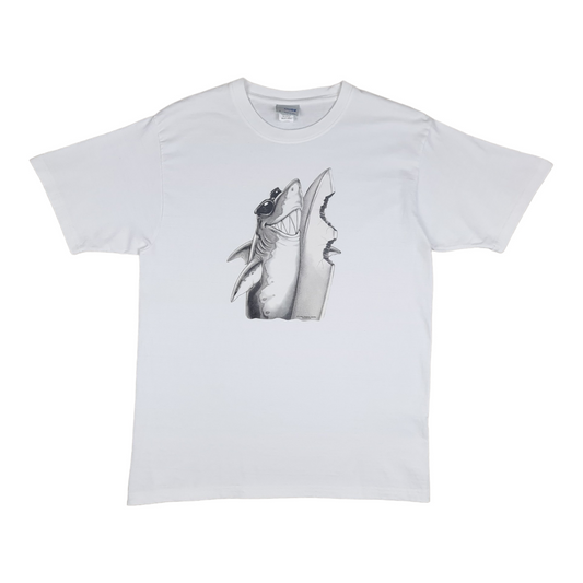 Shark Surfboard White Tee - S