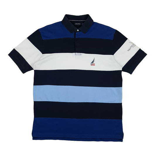 Nautica Striped Cut n Sew Polo Shirt - L