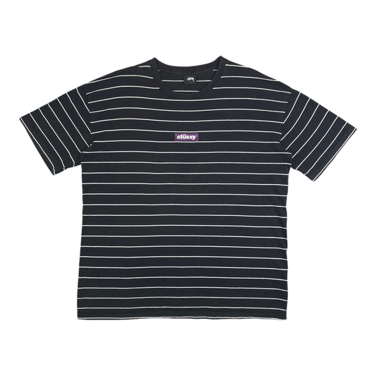 Stussy Box Logo Striped Tee - L