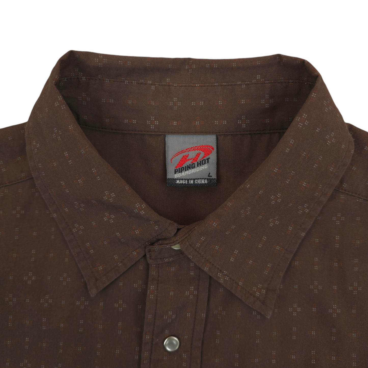 Y2K Piping Hot Snap Button Shirt - L