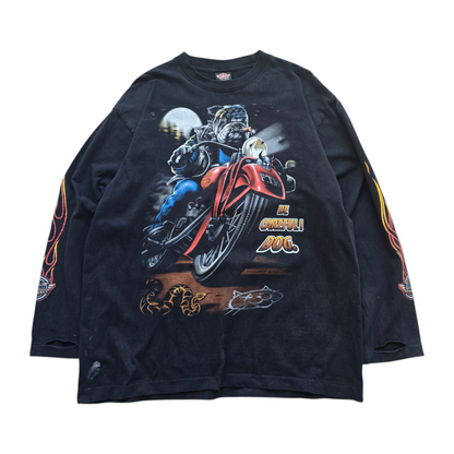 Vintage Be Careful Dog Long Sleeve Tee - XL