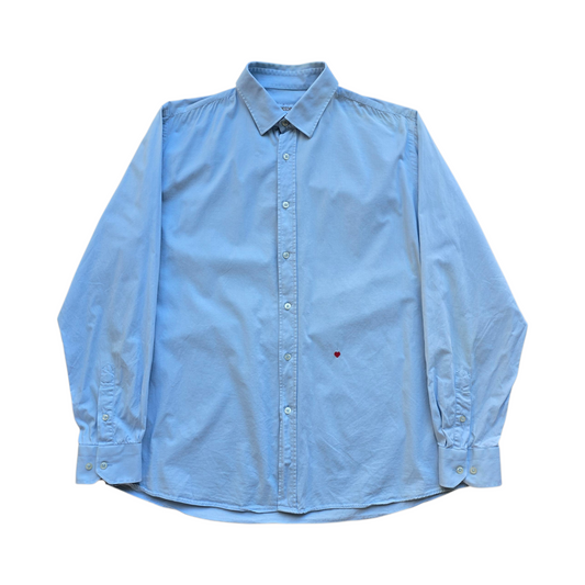 Moschino Embroidered Heart Blue Button Up Shirt - L