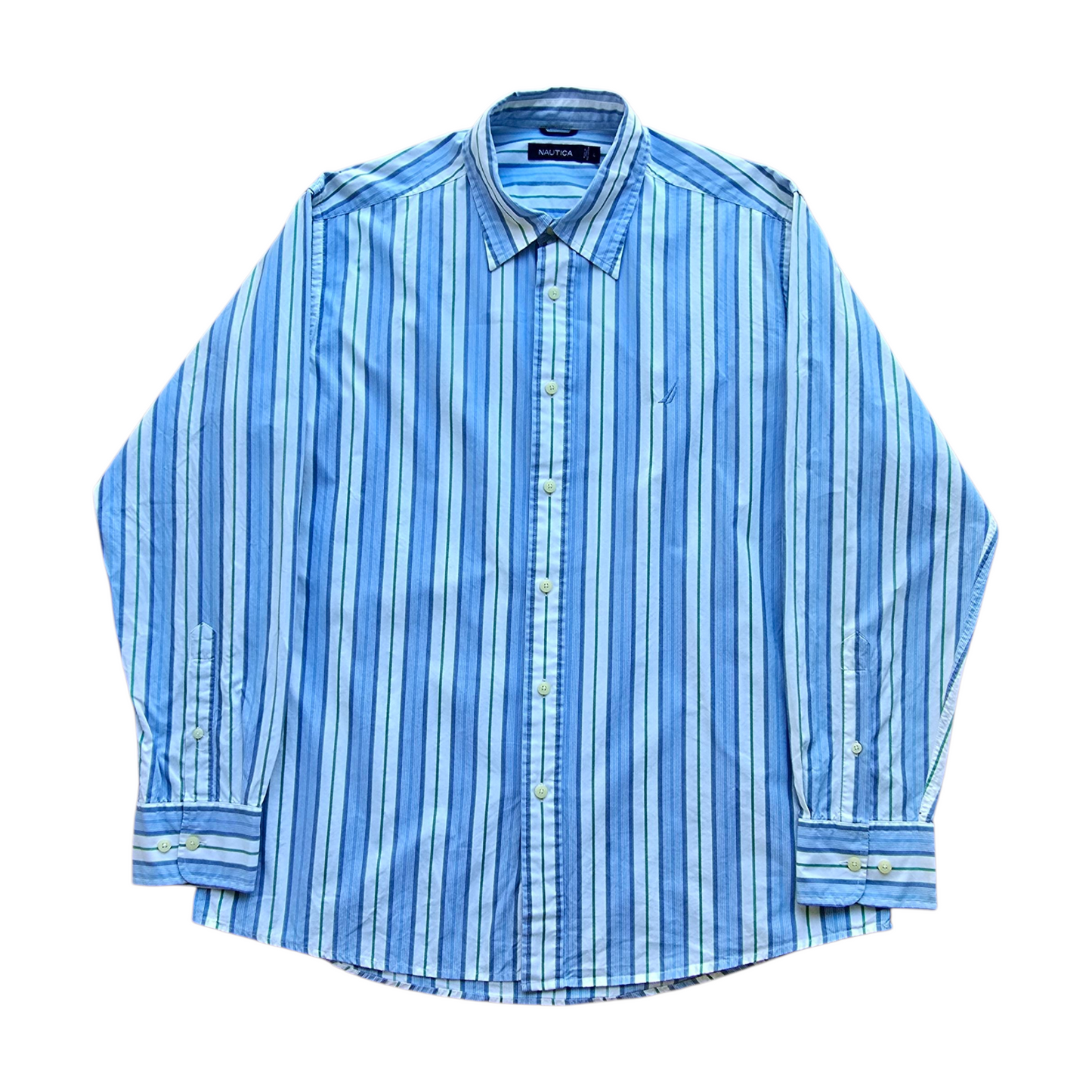 Nautica Striped Long Sleeve Button Up Shirt - L