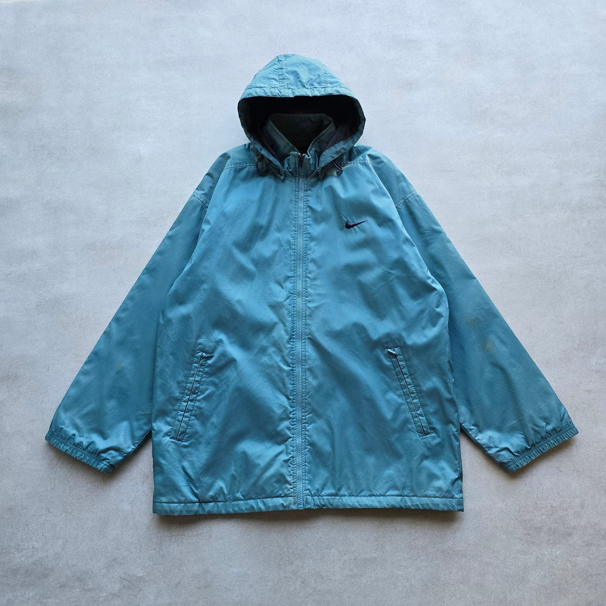 DEEP VINTAGE 90s Nike blue zip-up jacket with a detachable hood and small embroidered swoosh logo