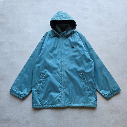 DEEP VINTAGE 90s Nike blue zip-up jacket with a detachable hood and small embroidered swoosh logo
