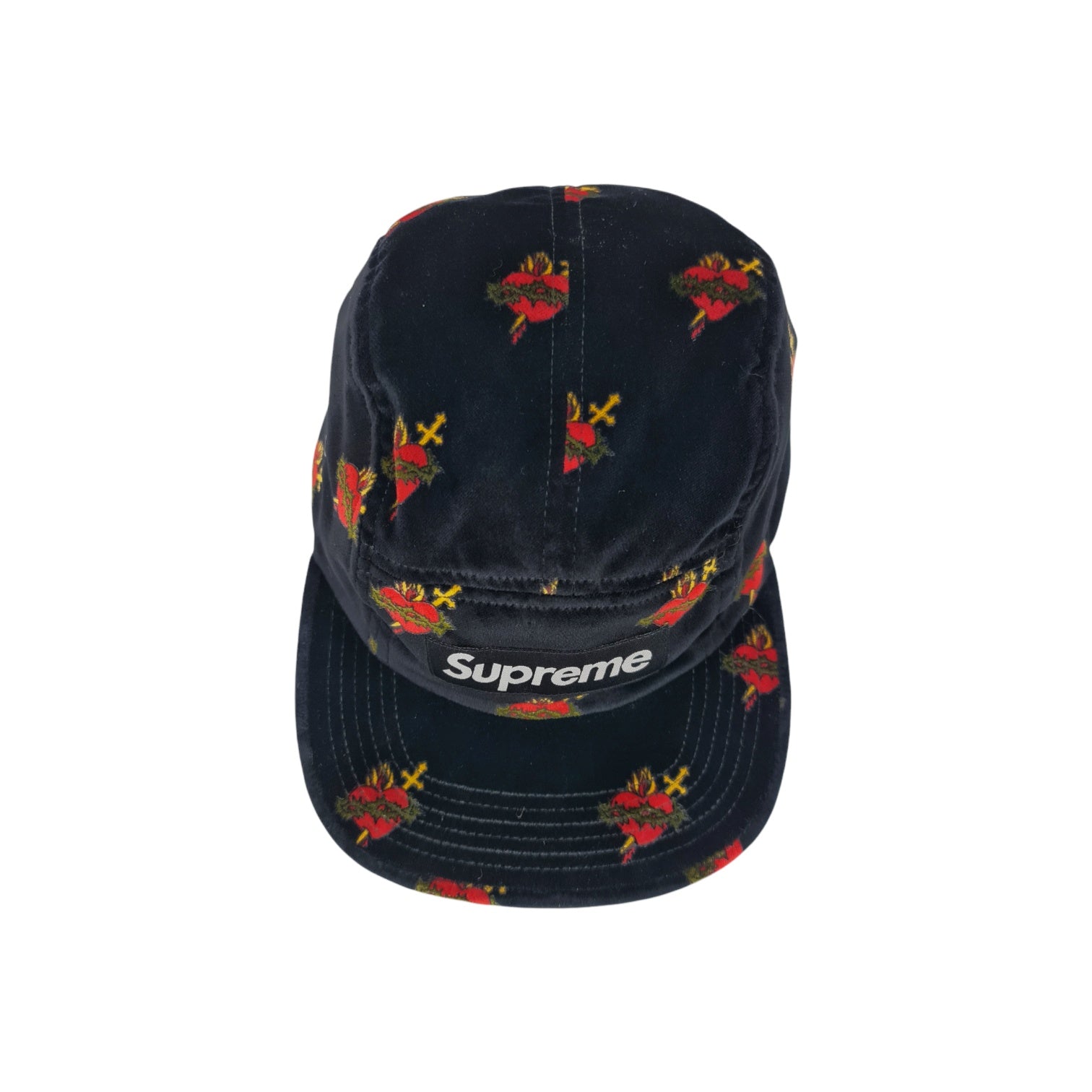 Supreme Sacred Hearts Velvet Camp Cap