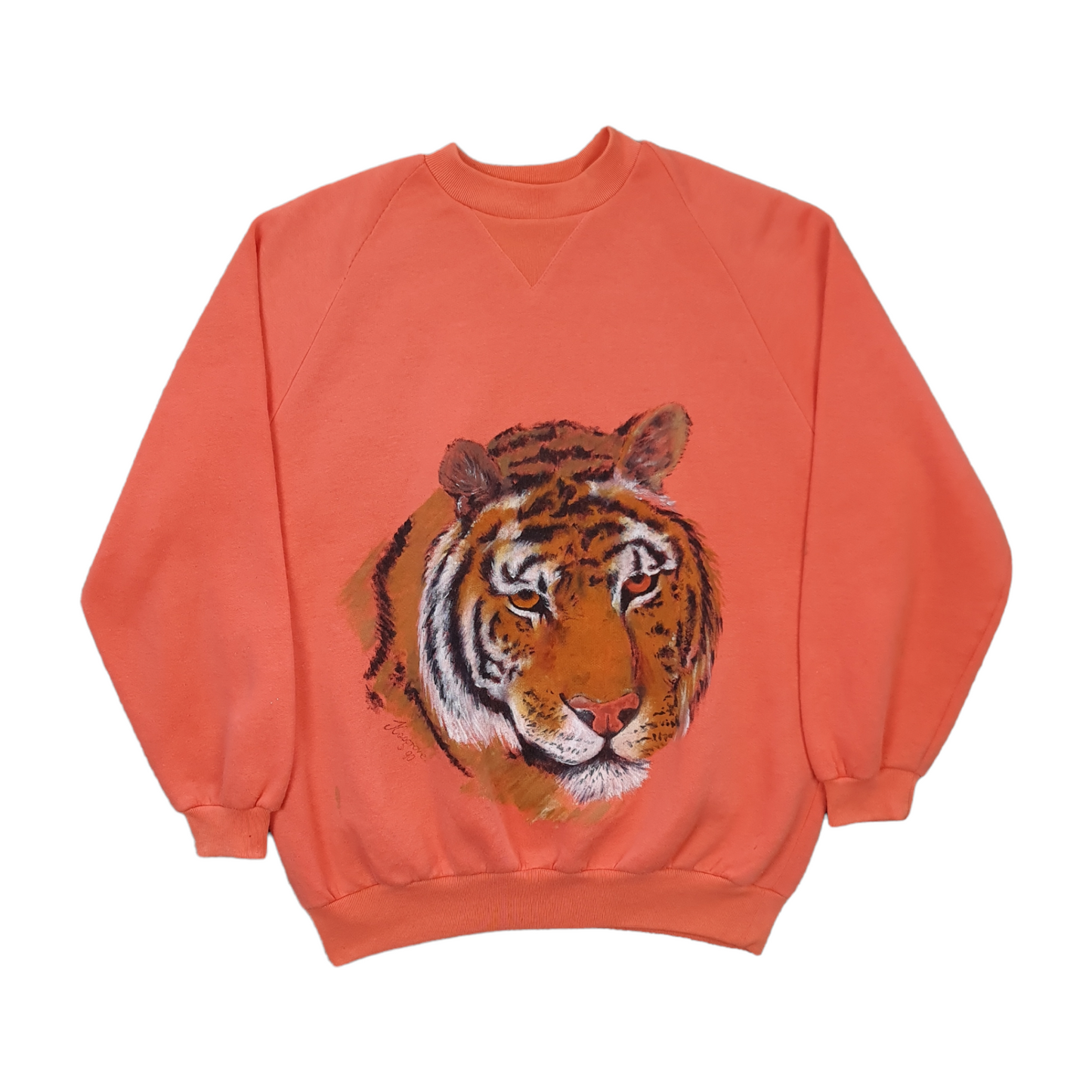 Vintage 90's Hand Painted Tiger Sweater - M