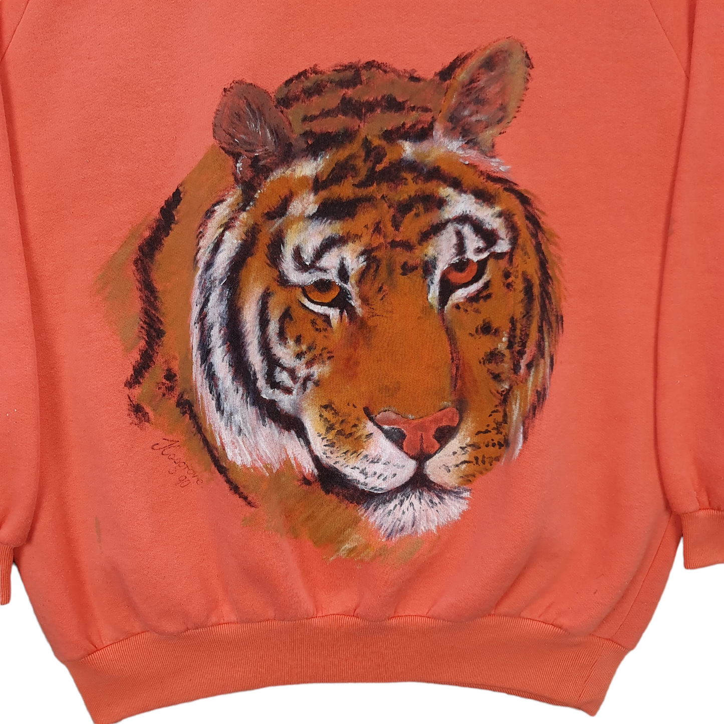 Vintage 90's Hand Painted Tiger Sweater - M