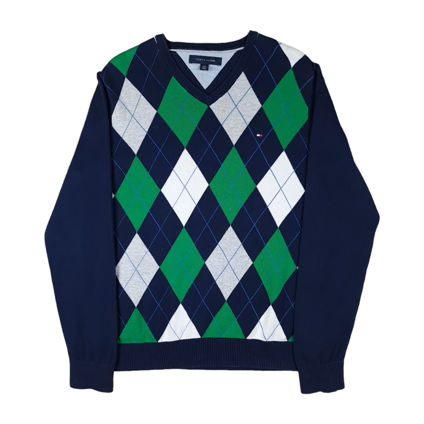 Tommy Hilfiger Argyle Diamond V Neck Sweater - L