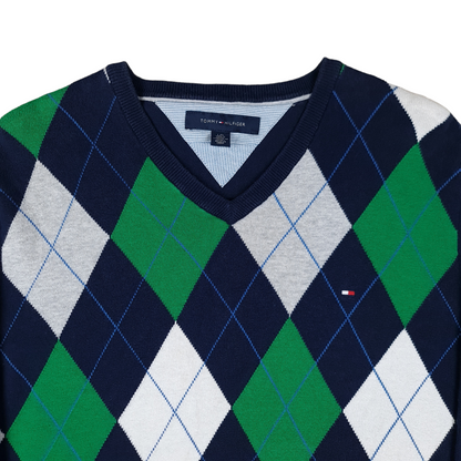 Tommy Hilfiger Argyle Diamond V Neck Sweater - L