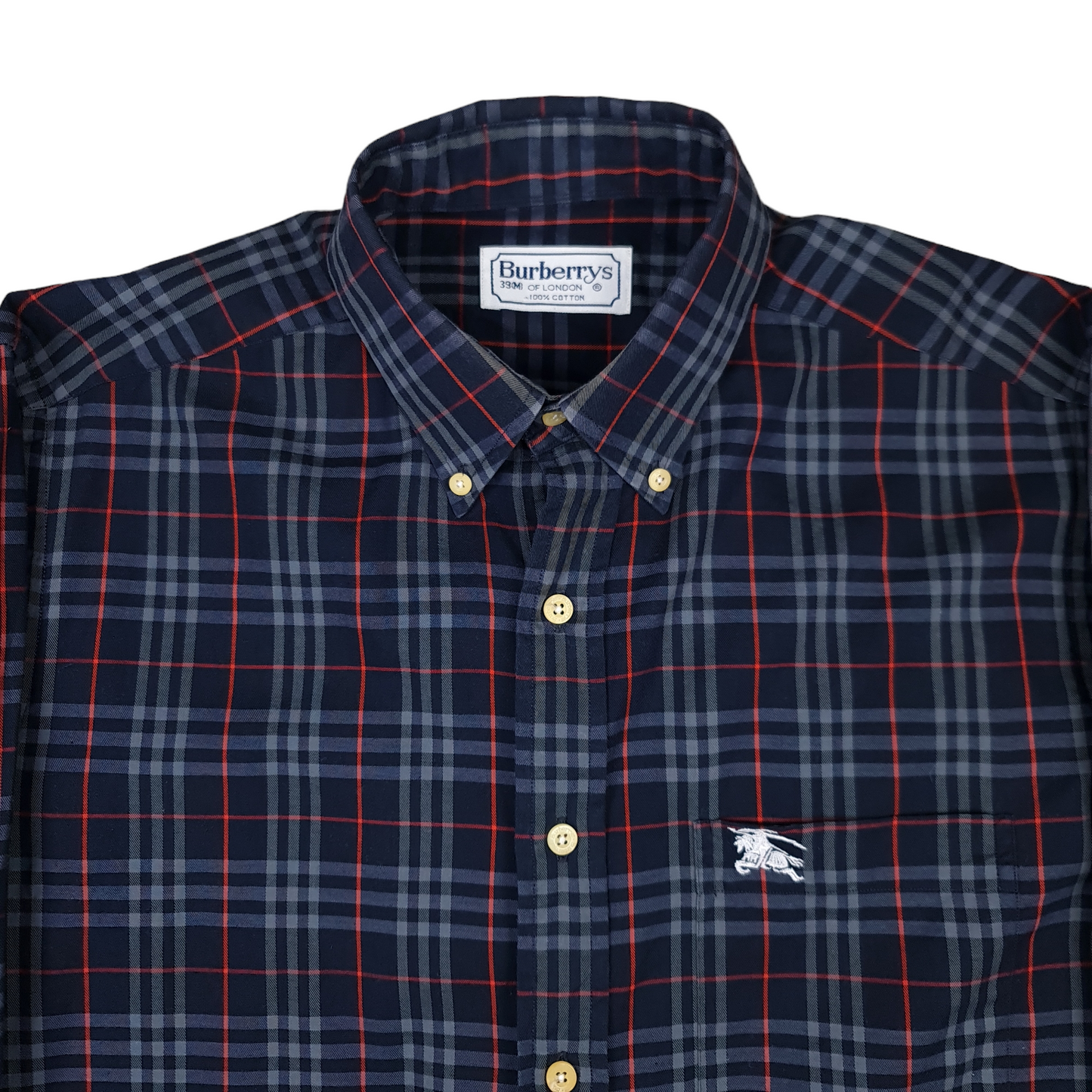 Vintage Burberrys Blue Nova Check Button Up Shirt - M/L