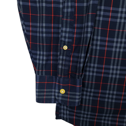 Vintage Burberrys Blue Nova Check Button Up Shirt - M/L